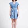 LE TEMPS DES CERISES EOURRES - Korte, Rechte Jurk Van Spijkerstof Uit Verwassen Katoen | Blauw