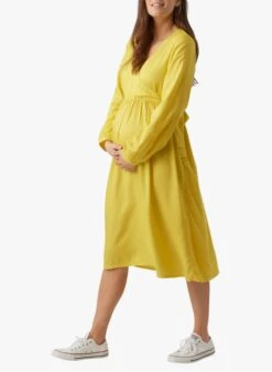 Mamalicious RAMONE - Halflange Overslagjurk | Geel