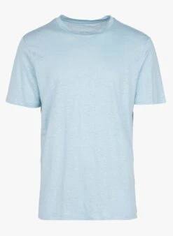 Knowledge Cotton Apparel Recht T-shirt Van Biologisch Linnen Met Ronde Hals | Blauw