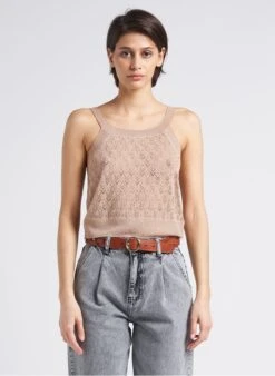 BERENICE ANNE - Wijde, Korte Singlet | Beige