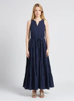 PENNYBLACK APPARIRE - Lange, Katoenen Jurk Met Tuniekhals | Blauw