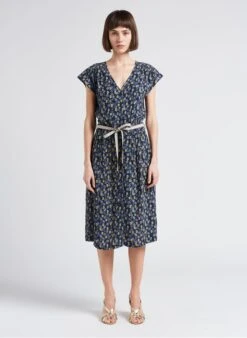 Lange Jurk Met Print En V-hals | Zwart