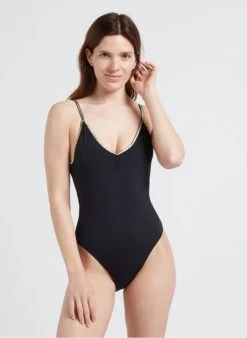 BRI - Gestreept Badpak | Zwart