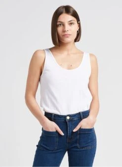 LA PETITE ETOILE MATILDA - Ruimvallende Singlet Met Ronde Hals Linnenblend | Wit