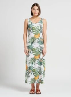 Banana Moon MEHITI SPRINGVO - Lange Jurk Met Ronde Hals | Wit