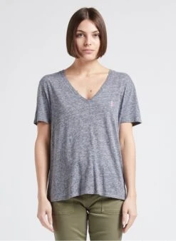 BERENICE ENOYA HEATHER - Recht T-shirt Met V-hals | Grijs