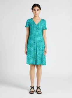 LUCIA - Halflange Jurk Met V-hals | Groen