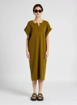 HERAS - Ruimvallende Jurk Met V-hals | Groen