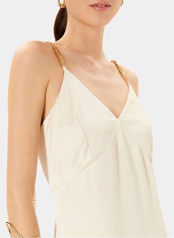 ZAPA RADO - Lange, Straight-fit Jurk Met V-hals | Beige - Afbeelding 3