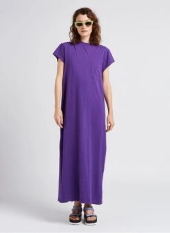 American Vintage LAWEVILLE - Lange, Uitlopende Jurk Van Katoen | Violet