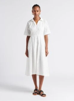 BERENICE RYM - Lange Overhemdjurk Met Overhemdkraagje En Borduursel | Wit